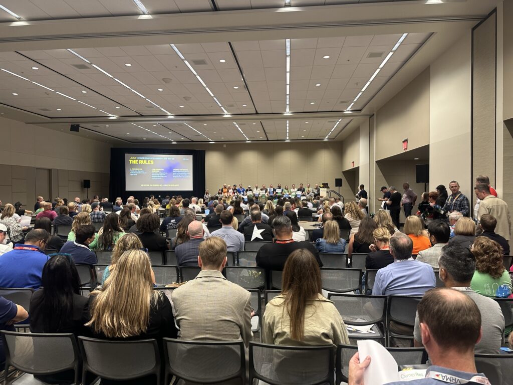 Packed room watching the Software Showdown session at VRMA International 2024