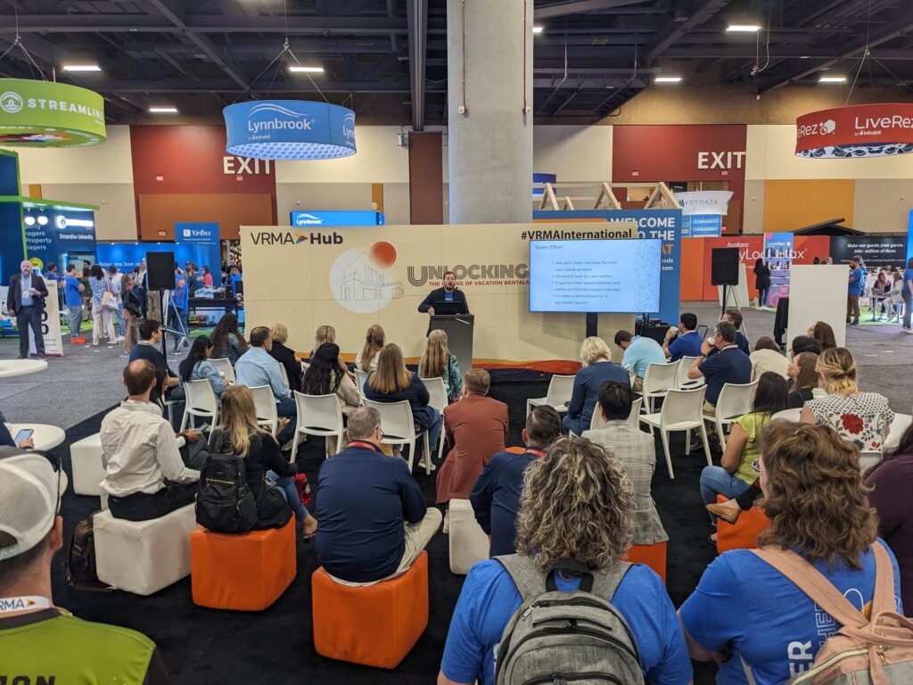 Jared Paglialonga presenting a HUB session on switching software at VRMA International 2024