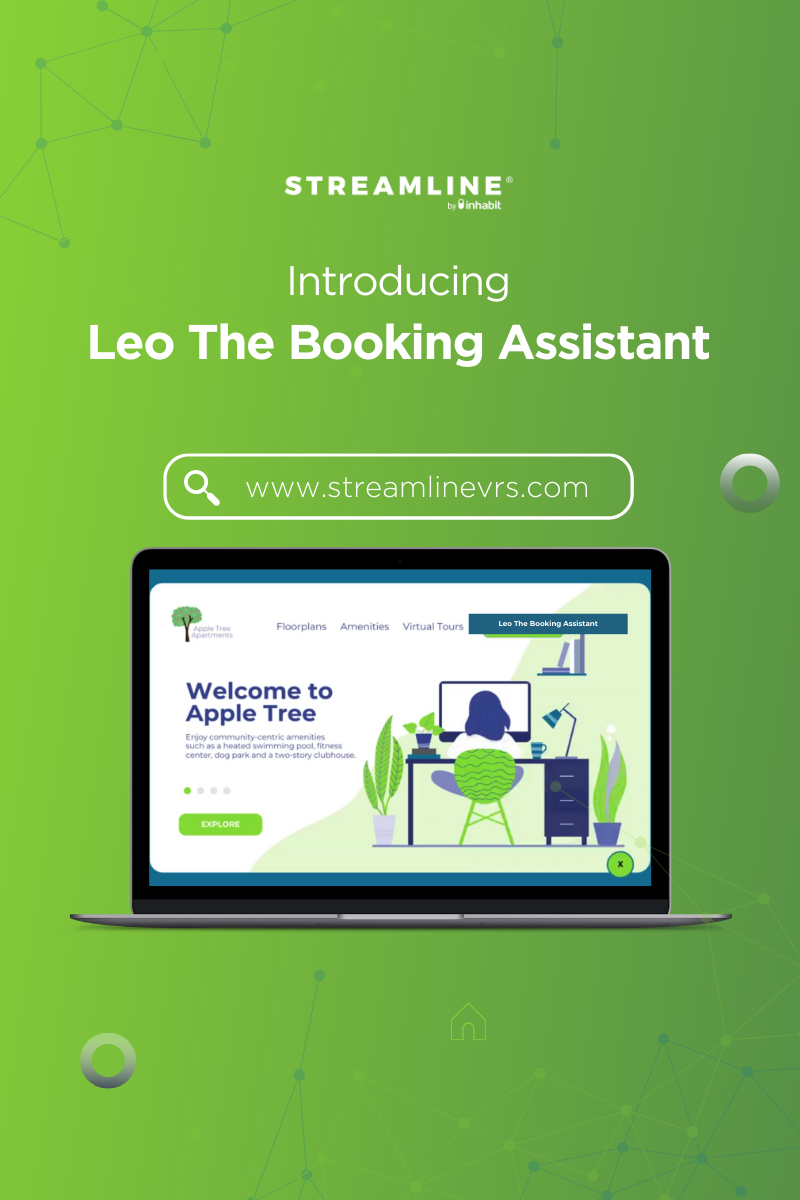 Introducing Leo the Booking Assistant, shown as a chat window on a vacation rental website